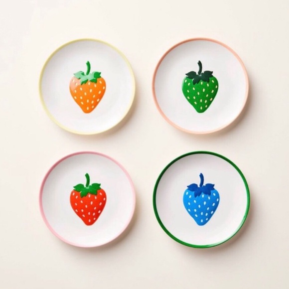 🍓4pc Strawberry Melamine Appetizer Plate Set - Kate Spade New York x Target - Picture 1 of 3